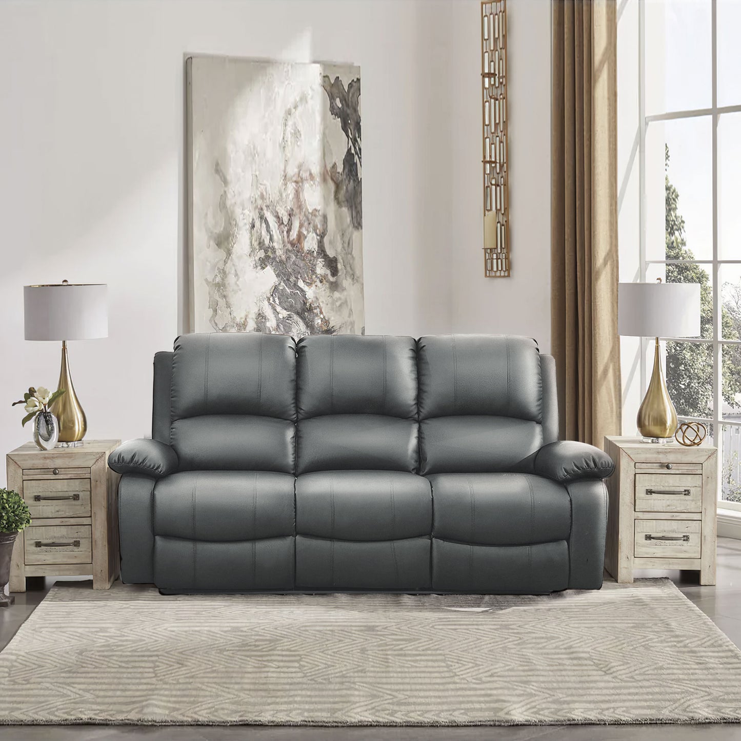 PU Leather Electric Reclining Sofa set
