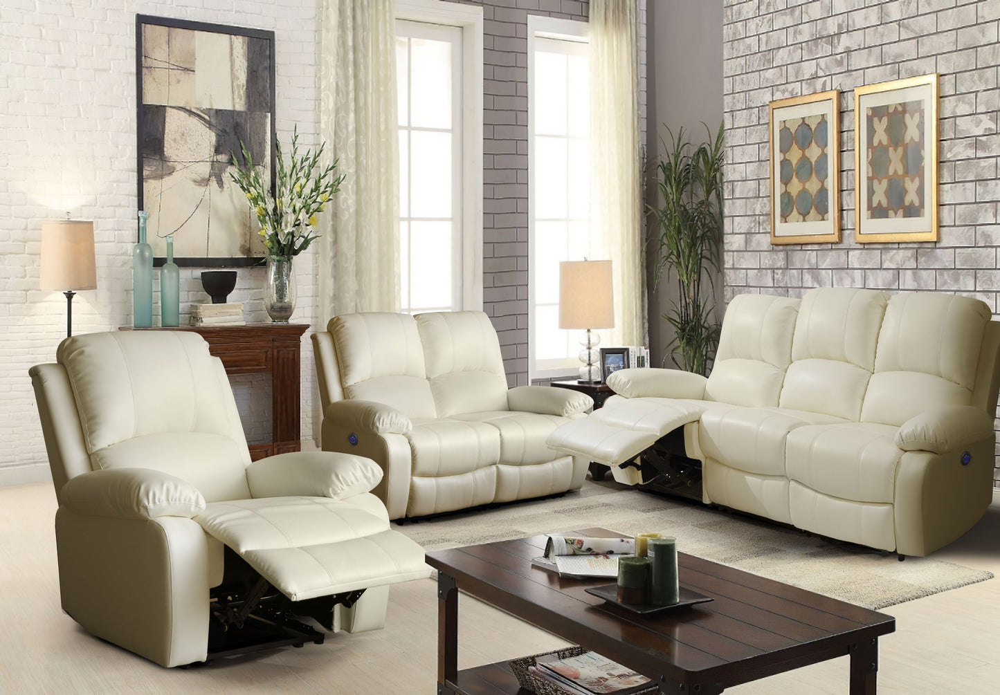 PU Leather Electric Reclining Sofa set