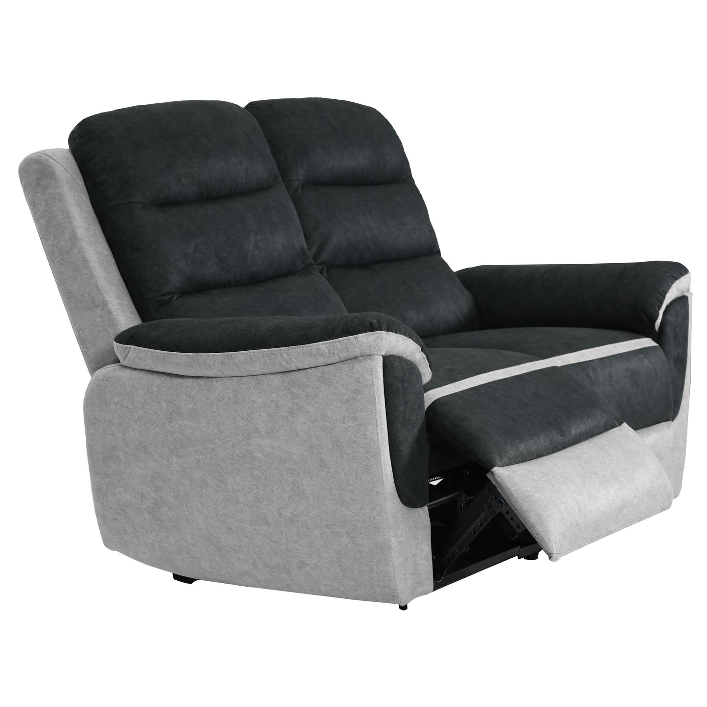Two Tone Contrast Fabric Recliner Set Chair 2 Seater Sofa 3 Seater Sofa Grey