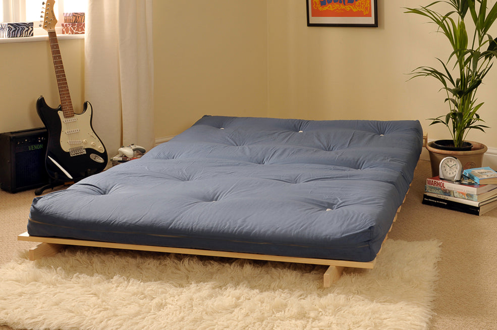 Wooden Futon sofa bed frame with a Luxury Mattress
