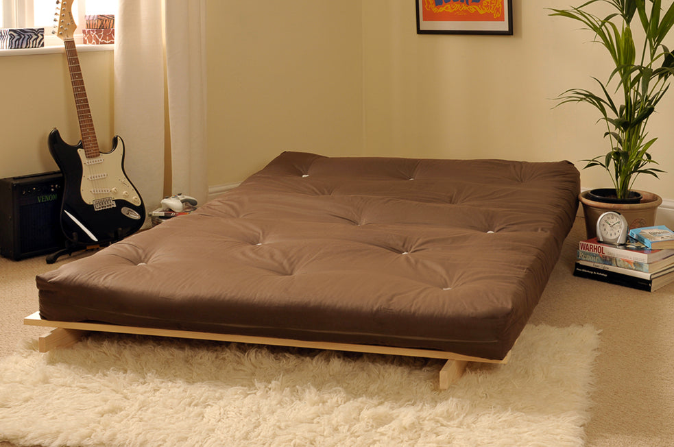 Wooden Futon sofa bed frame with a Luxury Mattress
