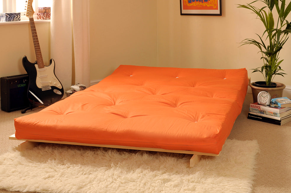 Wooden Futon sofa bed frame with a Luxury Mattress