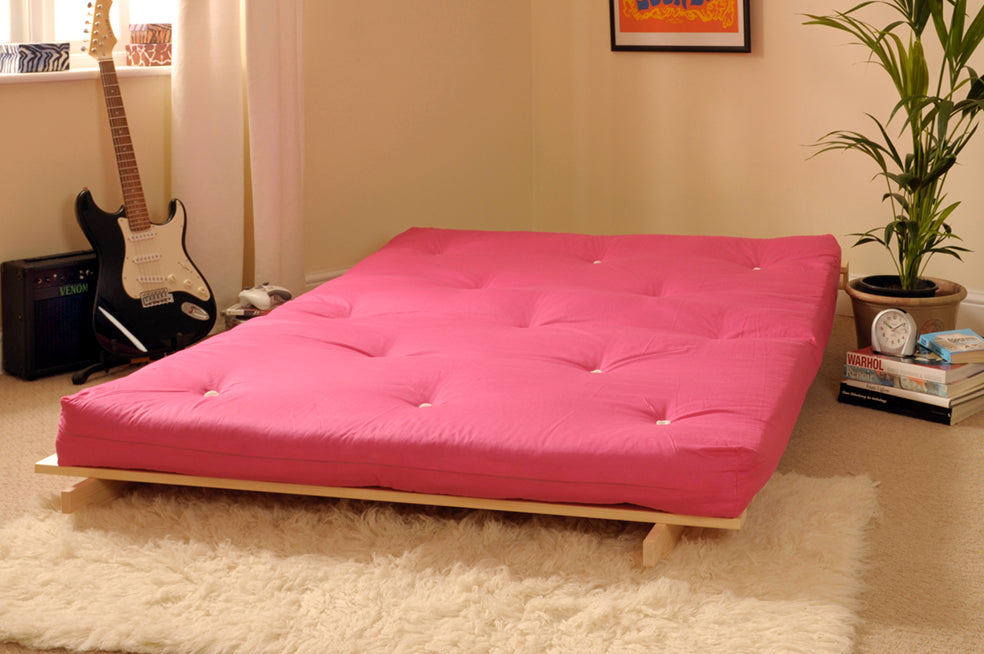Wooden Futon sofa bed frame with a Luxury Mattress