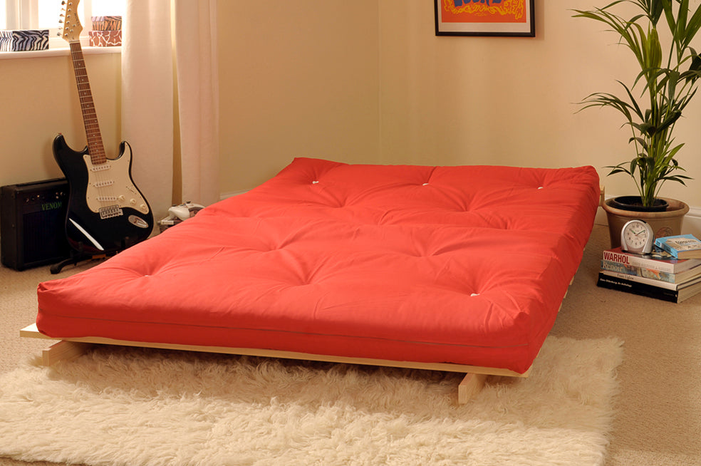 Wooden Futon sofa bed frame with a Luxury Mattress