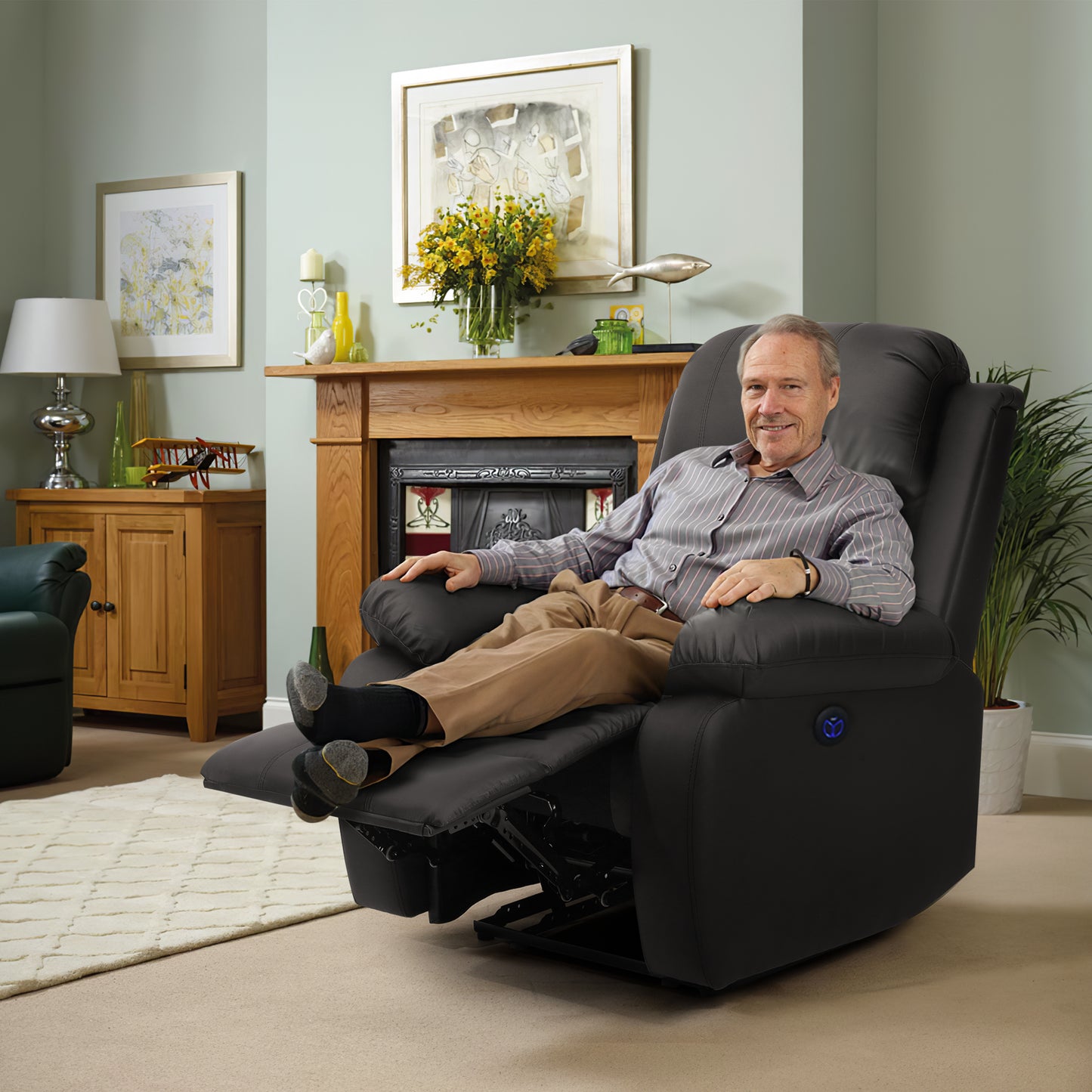 PU Leather Electric Reclining Sofa set
