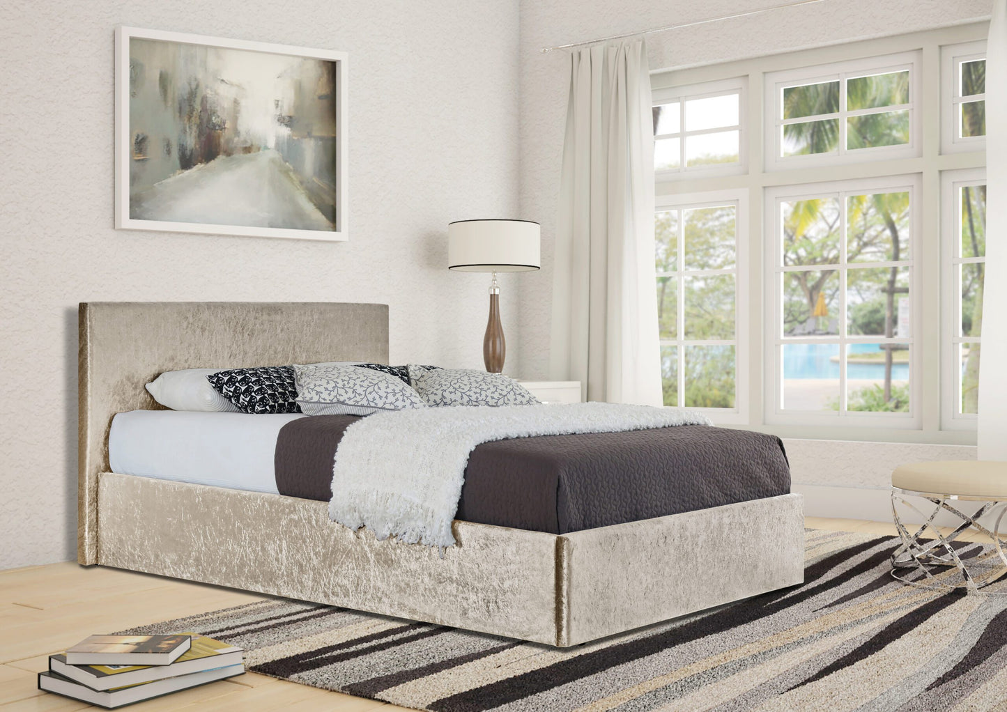 Prado Crushed Velvet Ottoman Bed Frame