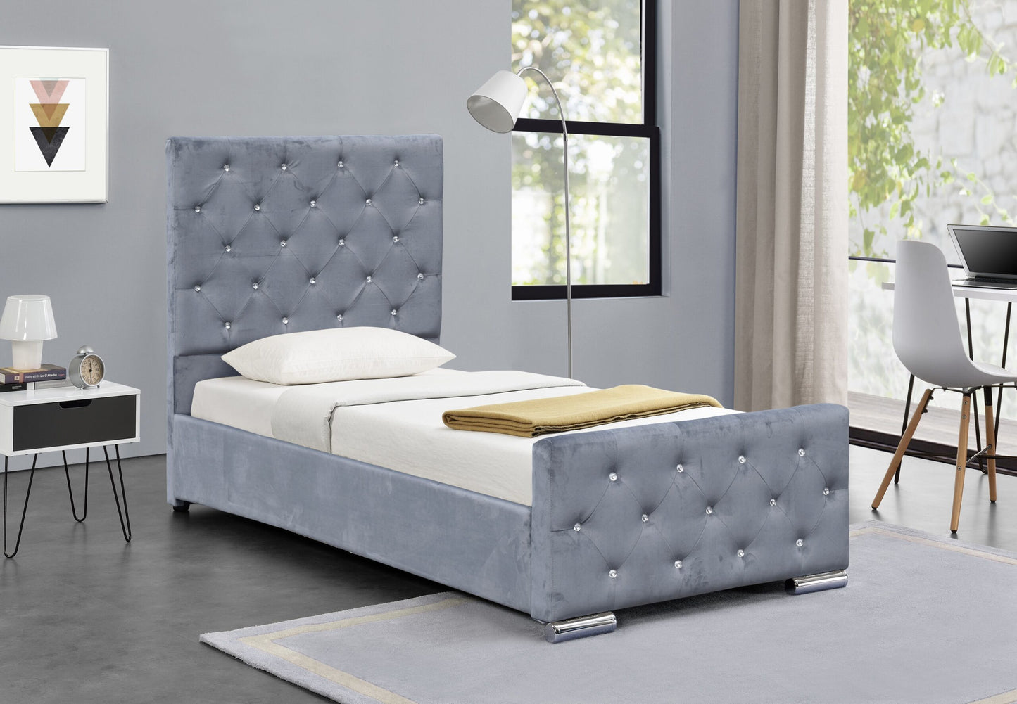 Palma Crushed Velvet Sleigh Bed Frame