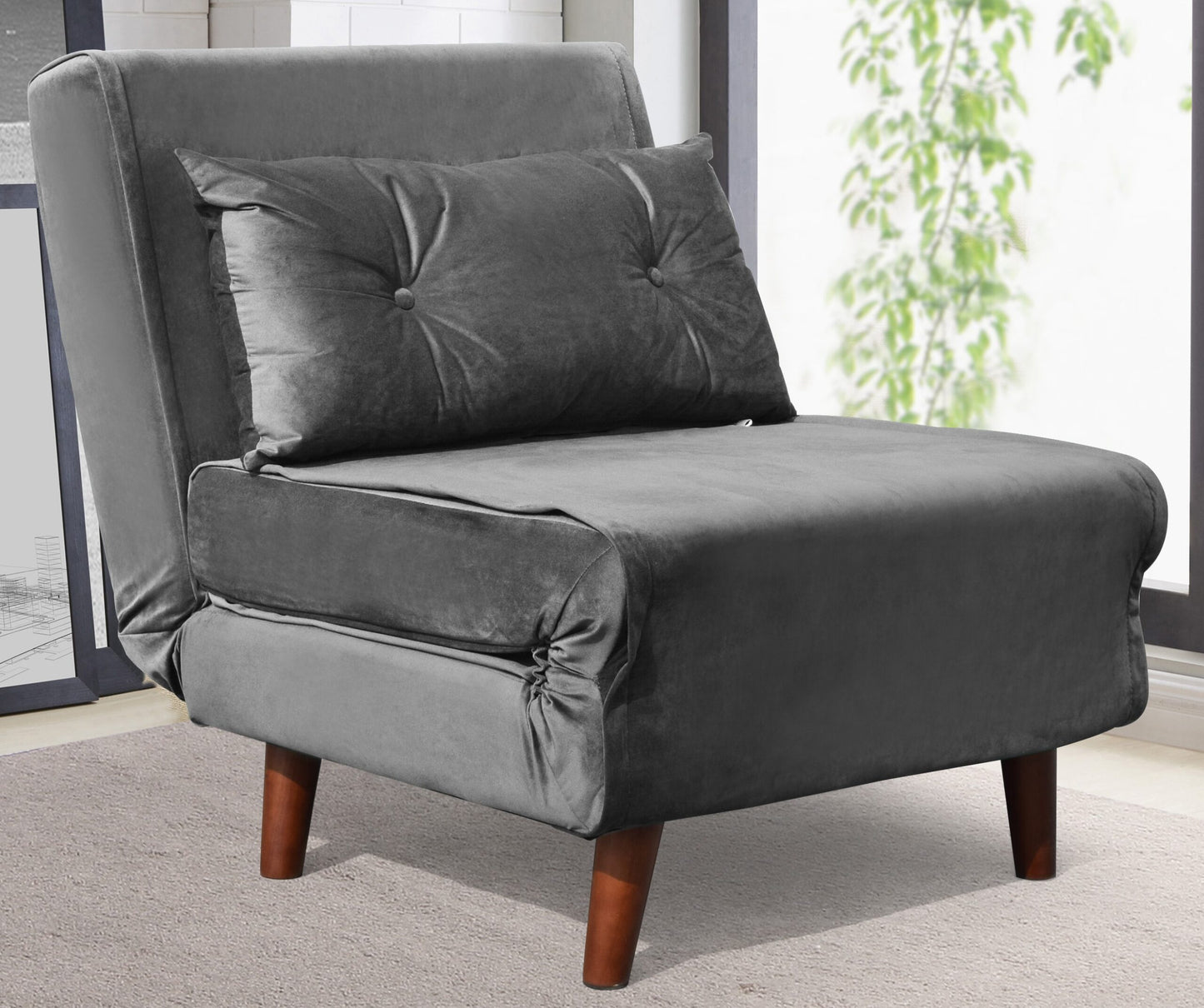 Rhodes Plush Velvet Pull Out Chair Bed