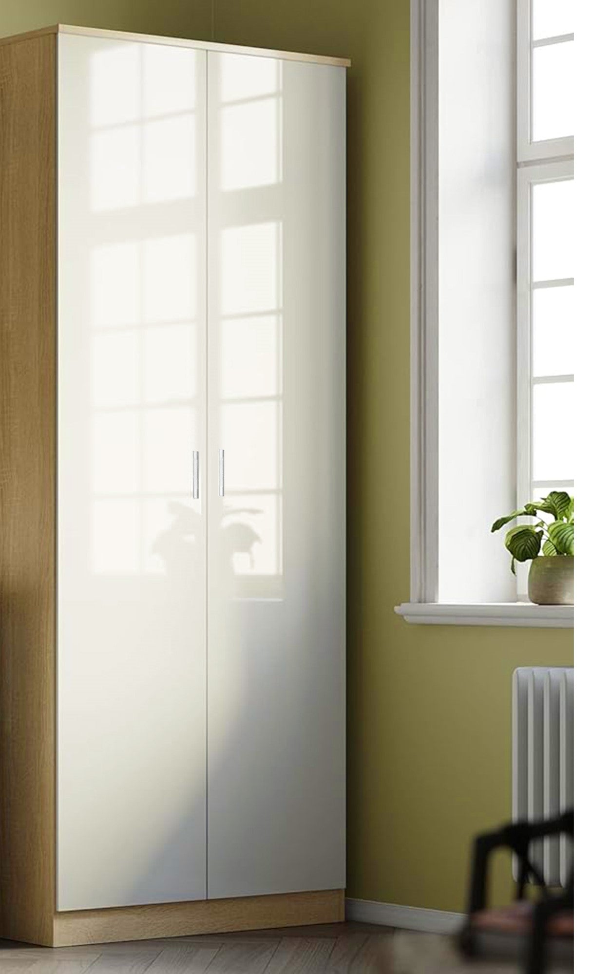 High Gloss Bedroom Furniture 3 Piece Trio Set Wardrobe Chest Bedside