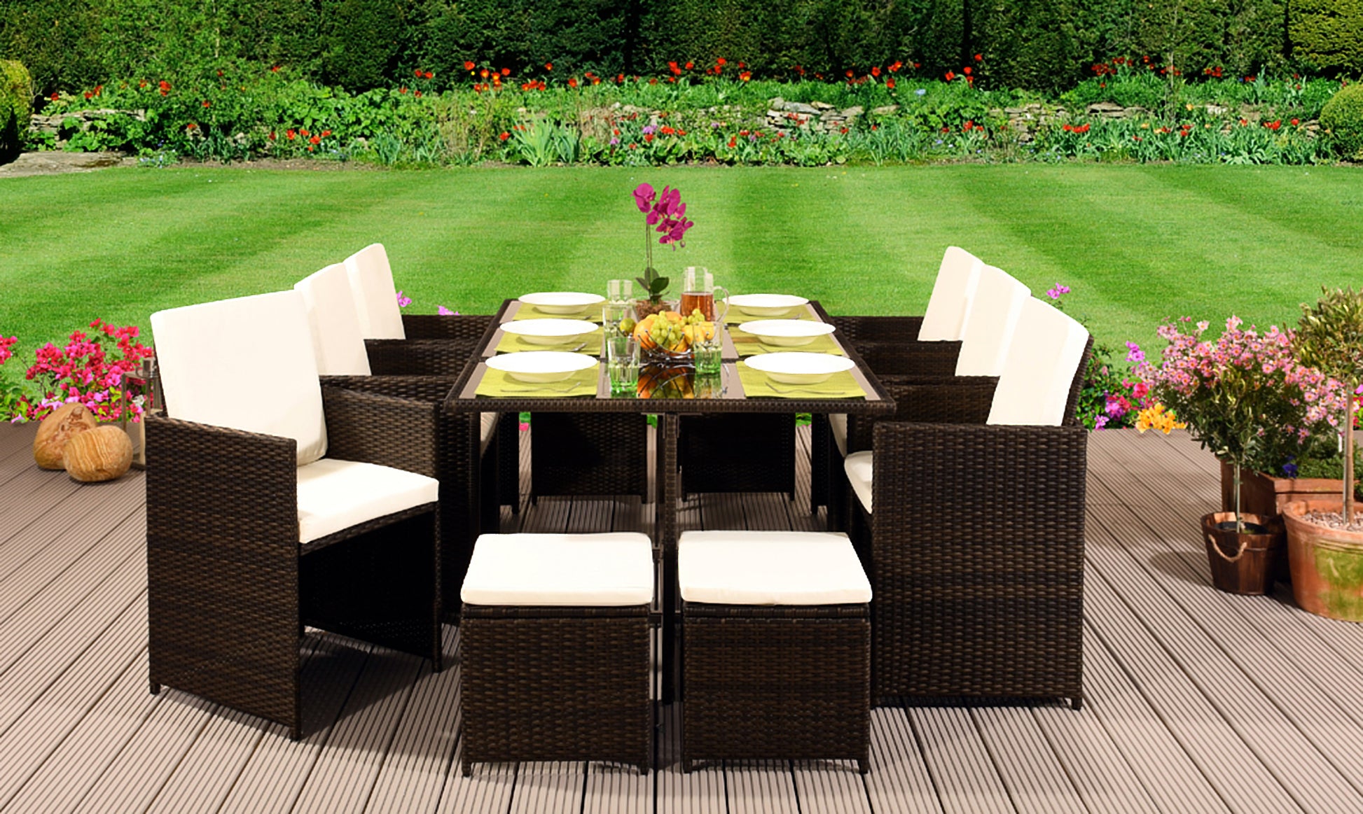 11 Piece Rattan Garden Patio Furniture Set - 5 Colours | Waterproof Co11 Piece Rattan Garden Patio Furniture Set - 5 Colours