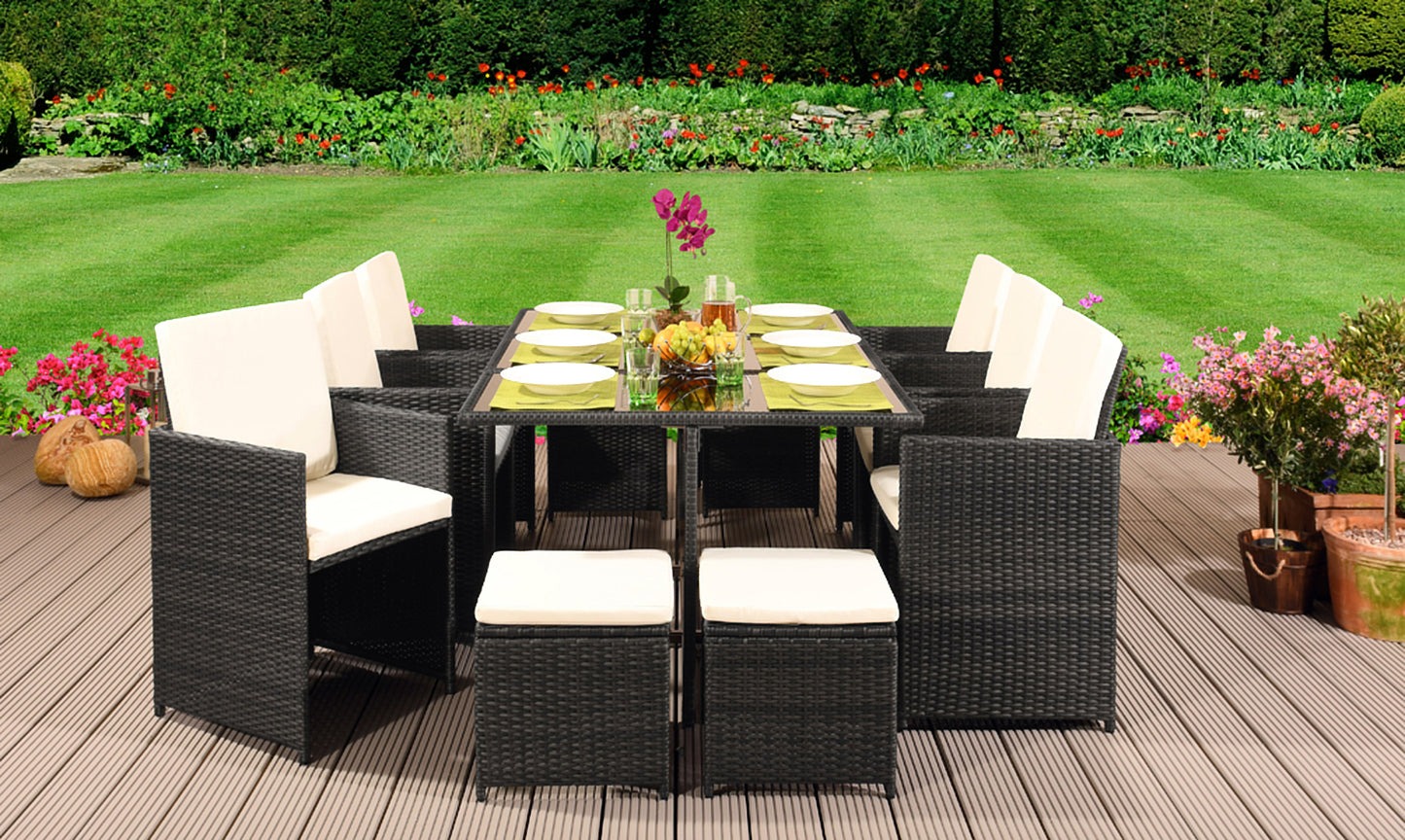 11 Piece Rattan Garden Patio Furniture Set - 5 Colours | Waterproof Co11 Piece Rattan Garden Patio Furniture Set - 5 Colours