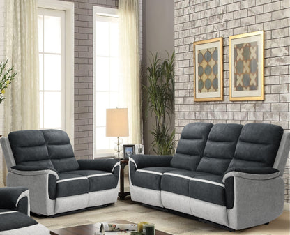 Relaxsessel-Set, zweifarbig, kontrastierender Stoff, Sessel, 2-Sitzer-Sofa, 3-Sitzer-Sofa, grau