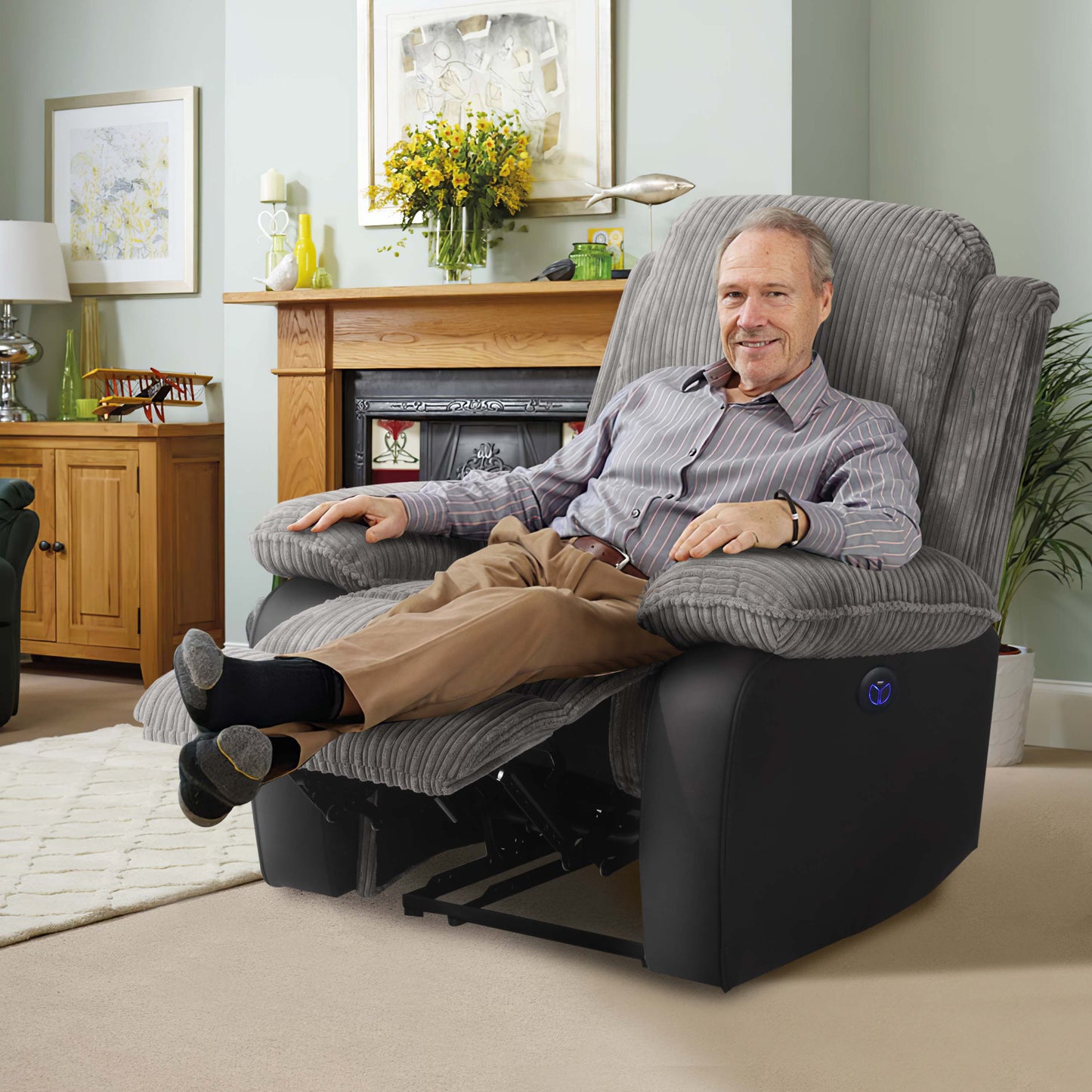 Fabric Cord Electric Recliner Chair