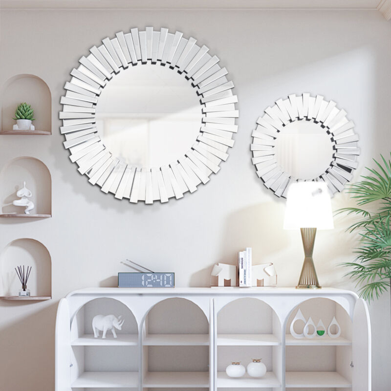 Decorative Round Sunburst Wall Mirror 60 or 80cm Unique 3D Effect Living Room