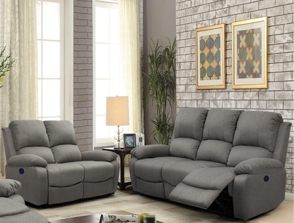 Linen Electric Reclining Sofa Set