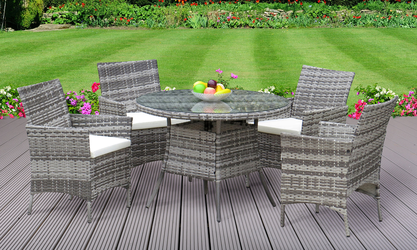 5 Piece Rattan Garden Furniture with Round Table - 3 Colours | Waterpr5 Piece Rattan Garden Furniture