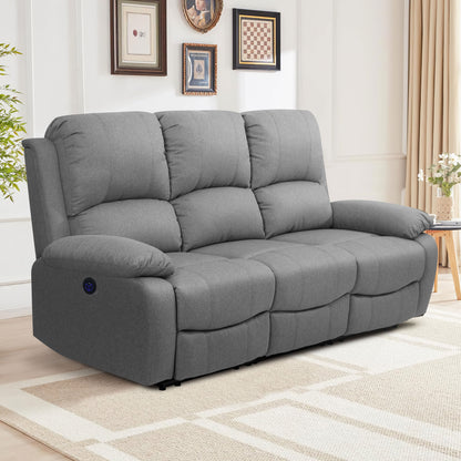 Linen Electric Reclining Sofa Set