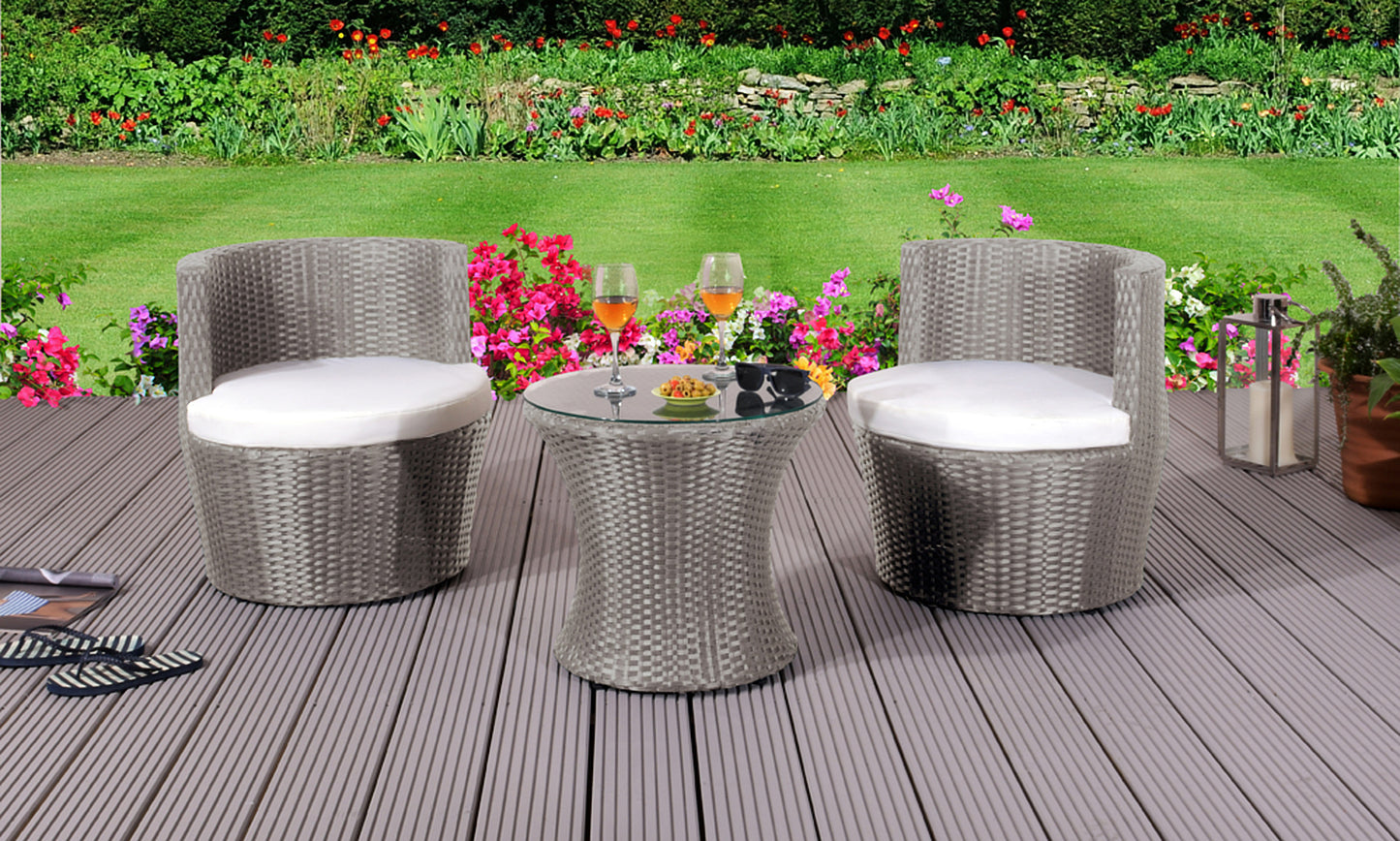 3 Piece Rattan Bistro Furniture Set - 3 Colours | Waterproof Cover opt3 Piece Rattan Bistro Furniture Set - 3 Colours