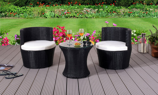 3 Piece Rattan Bistro Furniture Set - 3 Colours | Waterproof Cover opt3 Piece Rattan Bistro Furniture Set - 3 Colours