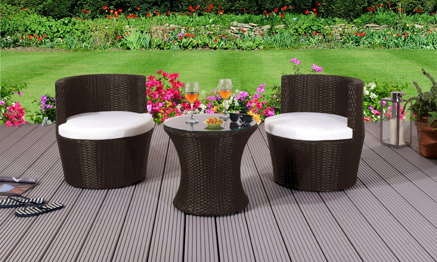 3 Piece Rattan Bistro Furniture Set - 3 Colours | Waterproof Cover opt3 Piece Rattan Bistro Furniture Set - 3 Colours