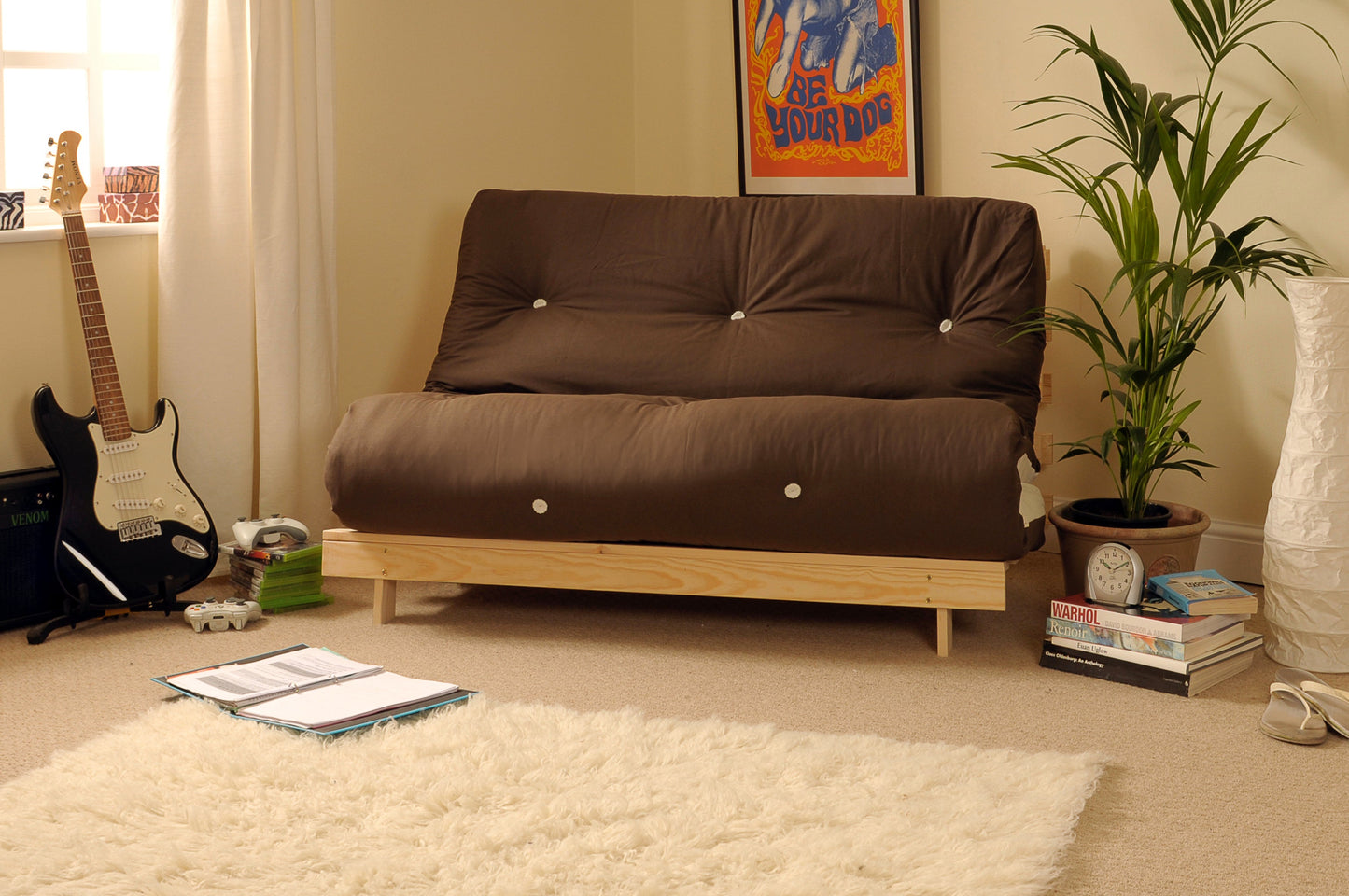 Holz-Futon-Schlafsofarahmen mit Standardmatratze