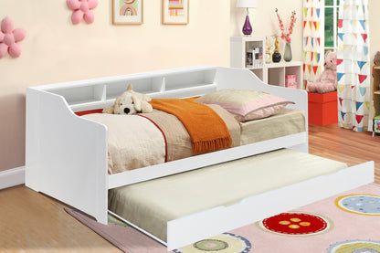 3ft Wooden Bed with Trundle, Grey, White or Caramel With Shelving Bedroom