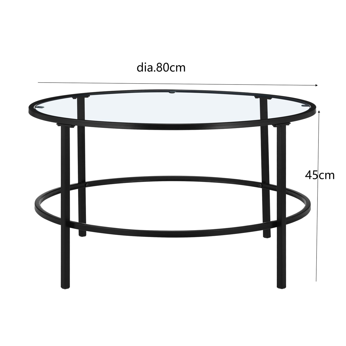 Black or Gold Coffee Table Tempered Glass Metal Frame Living Room Side Table