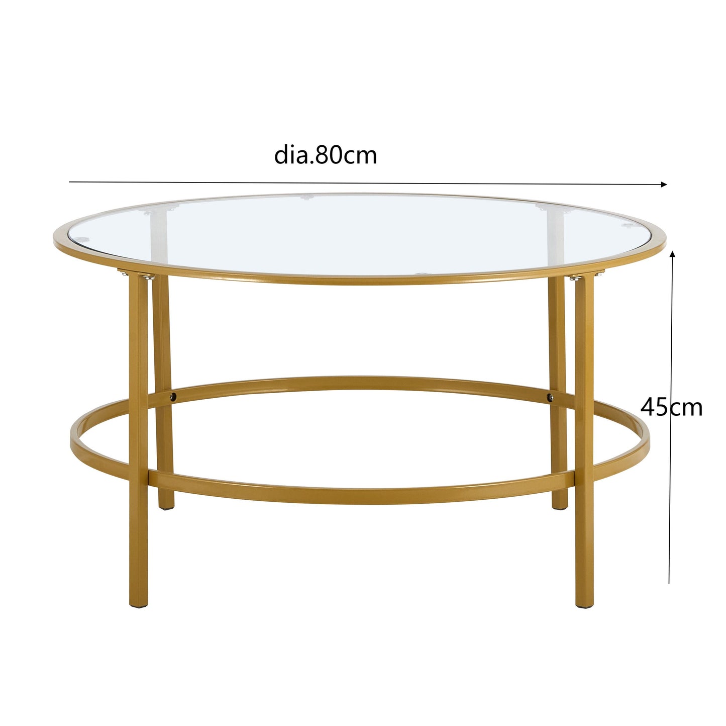 Black or Gold Coffee Table Tempered Glass Metal Frame Living Room Side Table