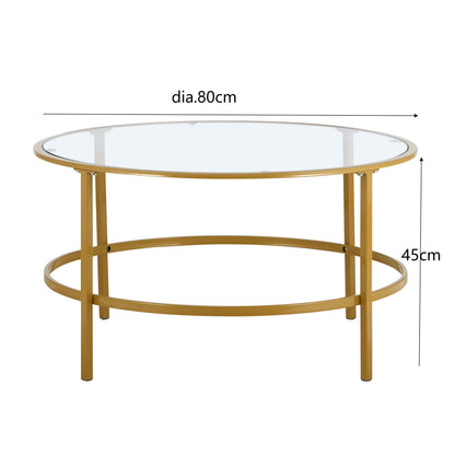 Black or Gold Coffee Table Tempered Glass Metal Frame Living Room Side Table