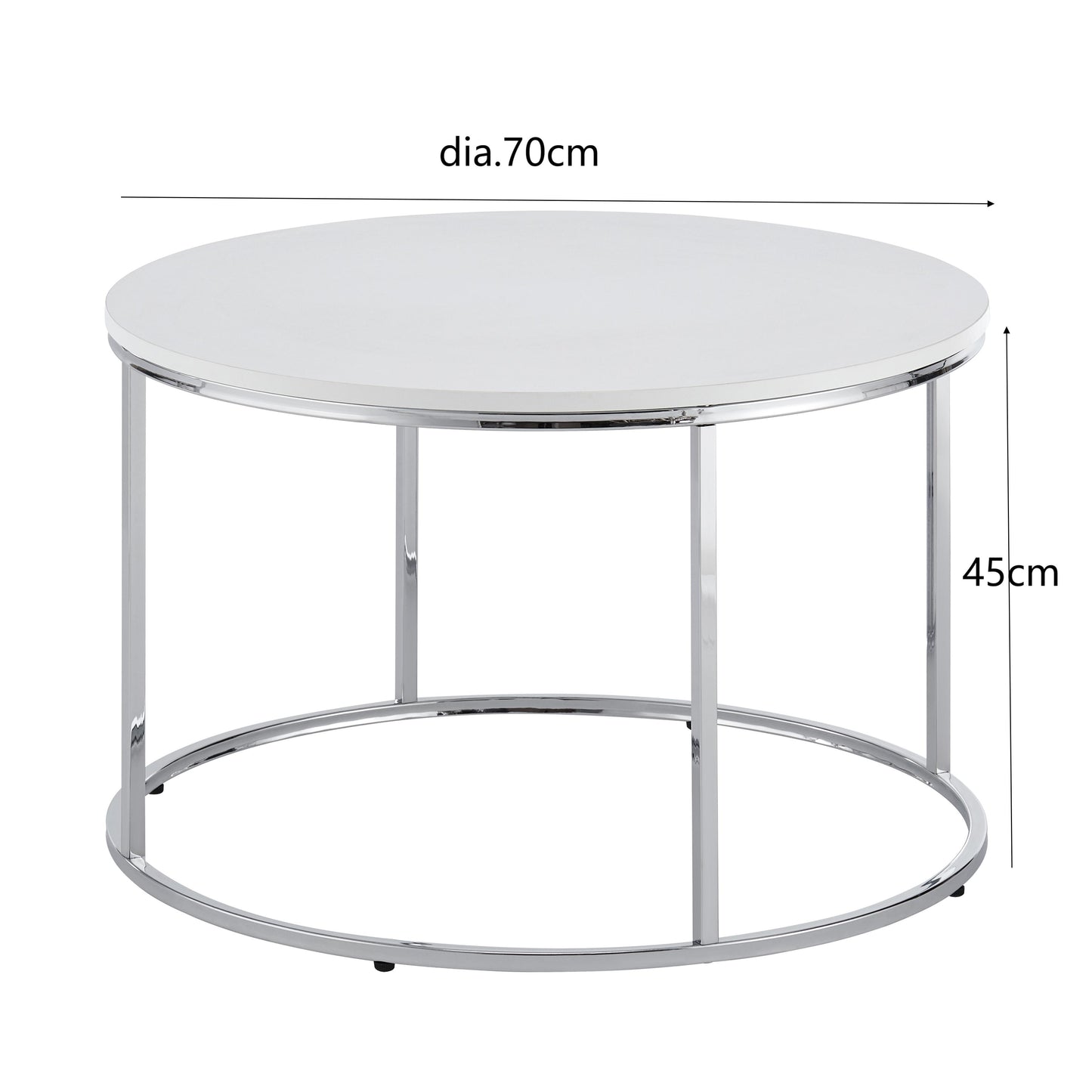 Circular Coffee Table Metal Frame Table Top Living Room Side Table