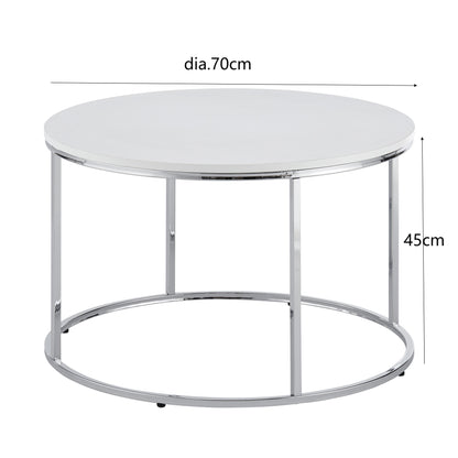 Circular Coffee Table Metal Frame Table Top Living Room Side Table