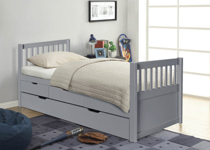 3ft Pine Trundle Bed With Storage Drawers in Natural White or Grey