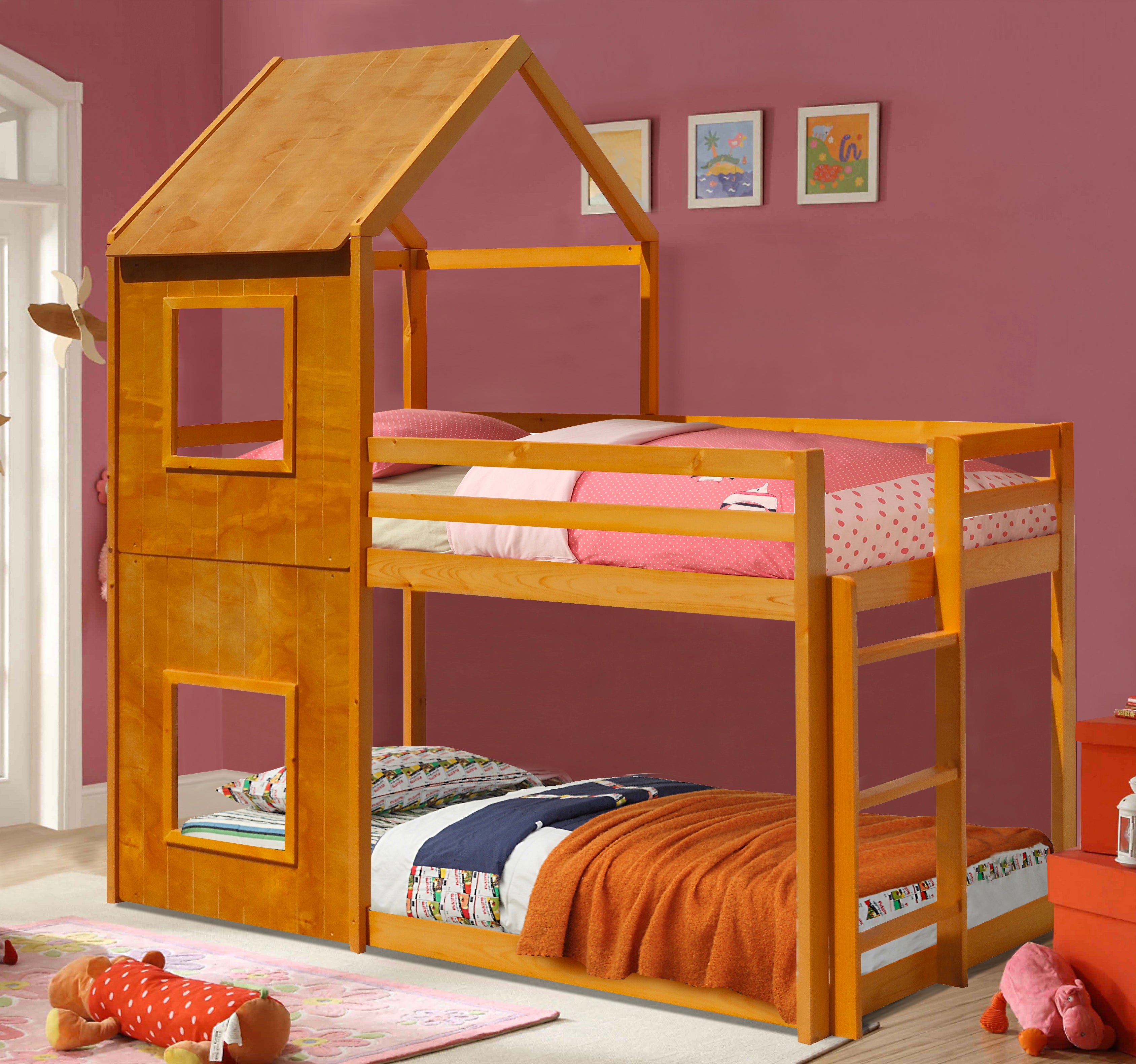 3ft House Bunk Bed in Grey White Caramel Cloudninefurniture