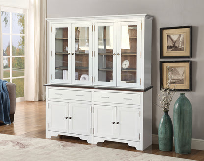 White Wooden Dresser Single Or Double Size With Glass Doors Living Dining Room