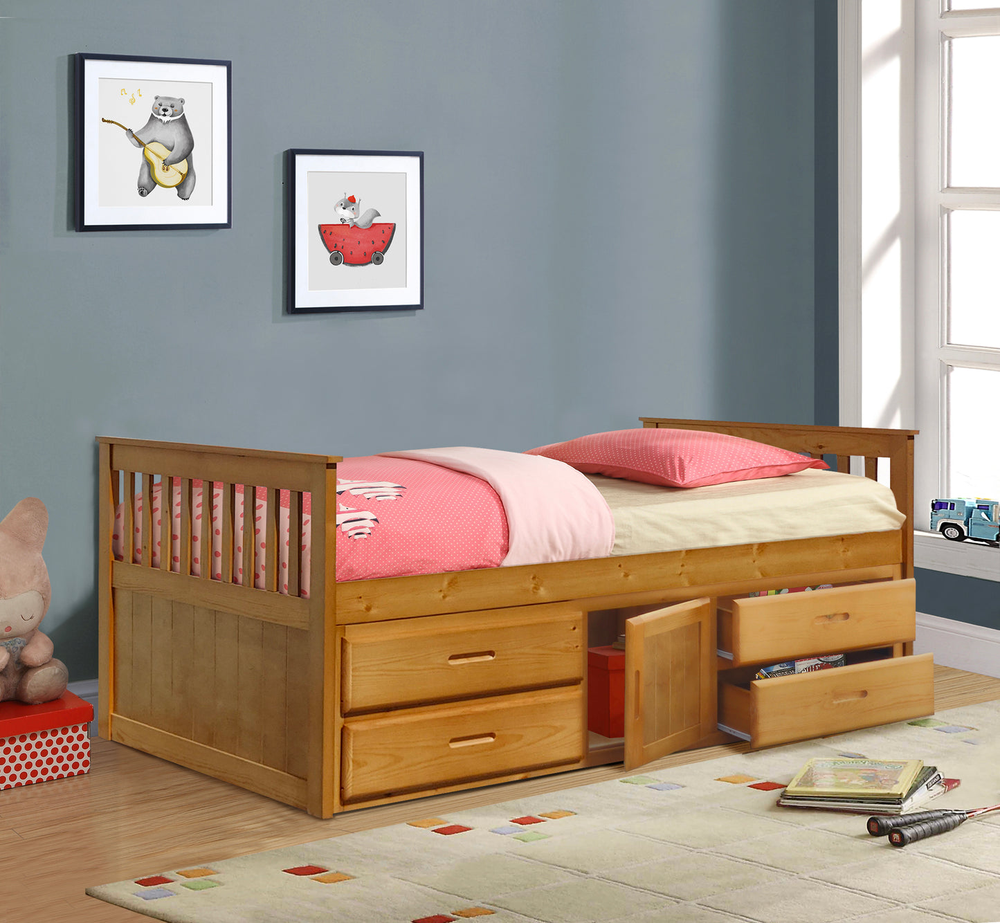 3ft Captains Cabin Bed In Grey White or Caramel with Drawers and Storage