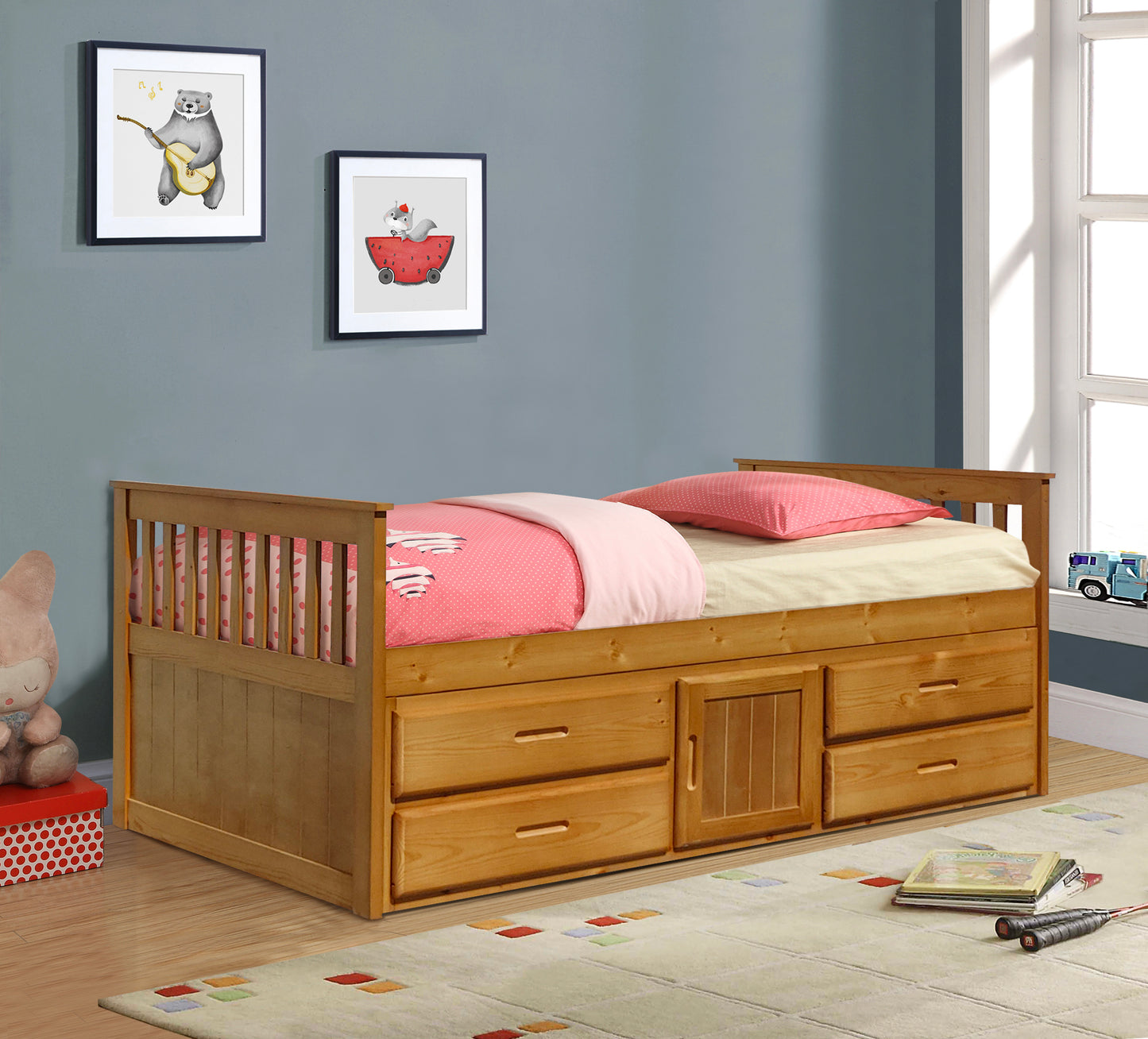 3ft Captains Cabin Bed In Grey White or Caramel with Drawers and Storage