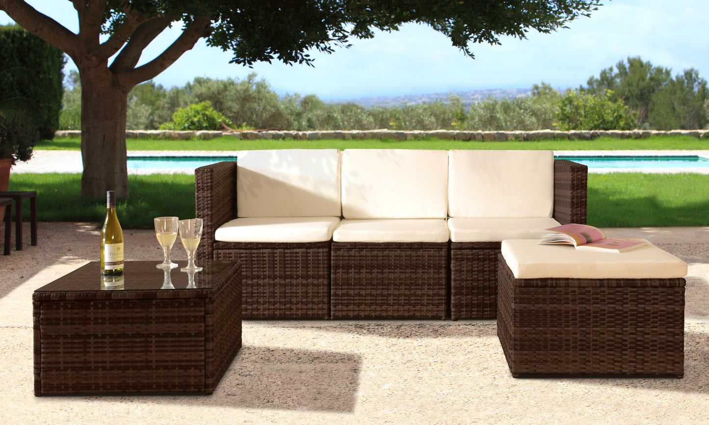 3 Piece Rattan Garden Patio Furniture Set - 3 Colours | Waterproof Cov3 Piece Rattan Garden Patio Furniture Set - 3 Colours