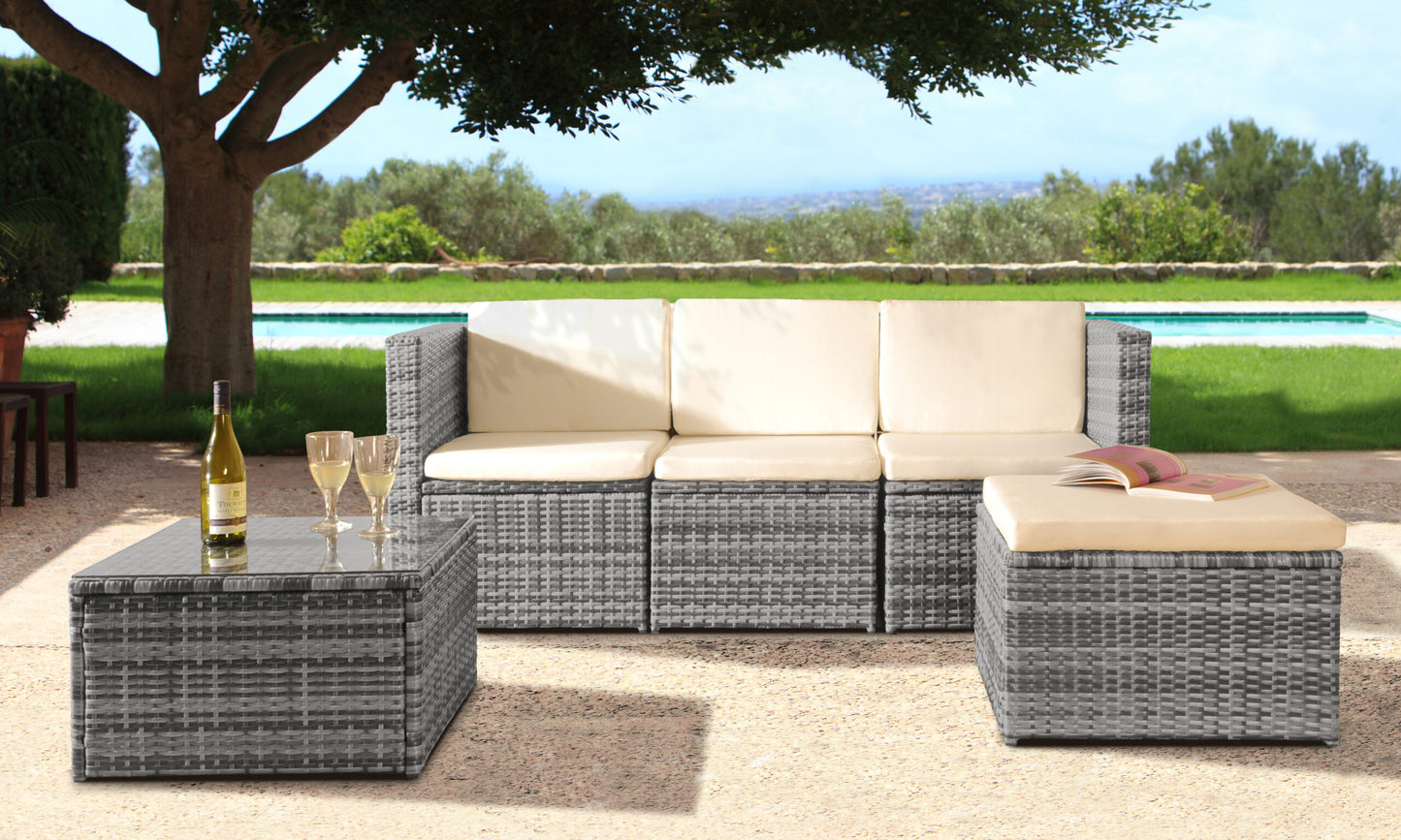 3 Piece Rattan Garden Patio Furniture Set - 3 Colours | Waterproof Cov3 Piece Rattan Garden Patio Furniture Set - 3 Colours