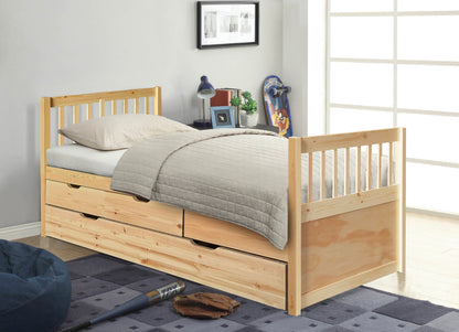 3ft Pine Trundle Bed With Storage Drawers in Natural White or Grey