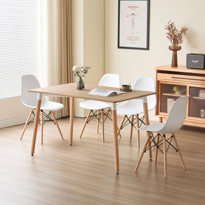 5 Piece Rectangular Dining Set White Or Oak Top 4 Chairs Black Grey Or White