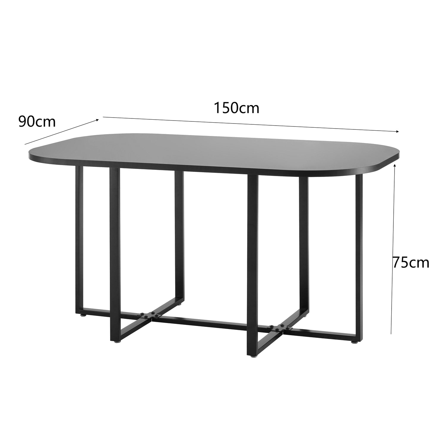 90cm or 150cm Black Or White Rectangular Dining Table with 4 or 6 Chairs Black White Or Grey