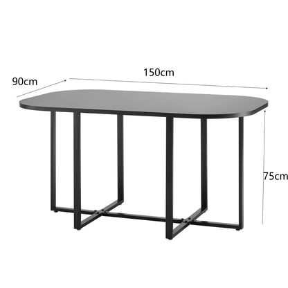 90cm or 150cm Black Or White Rectangular Dining Table with 4 or 6 Chairs Black White Or Grey