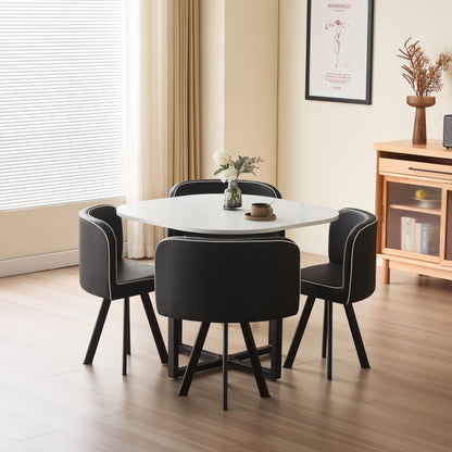 90cm or 150cm Black Or White Rectangular Dining Table with 4 or 6 Chairs Black White Or Grey