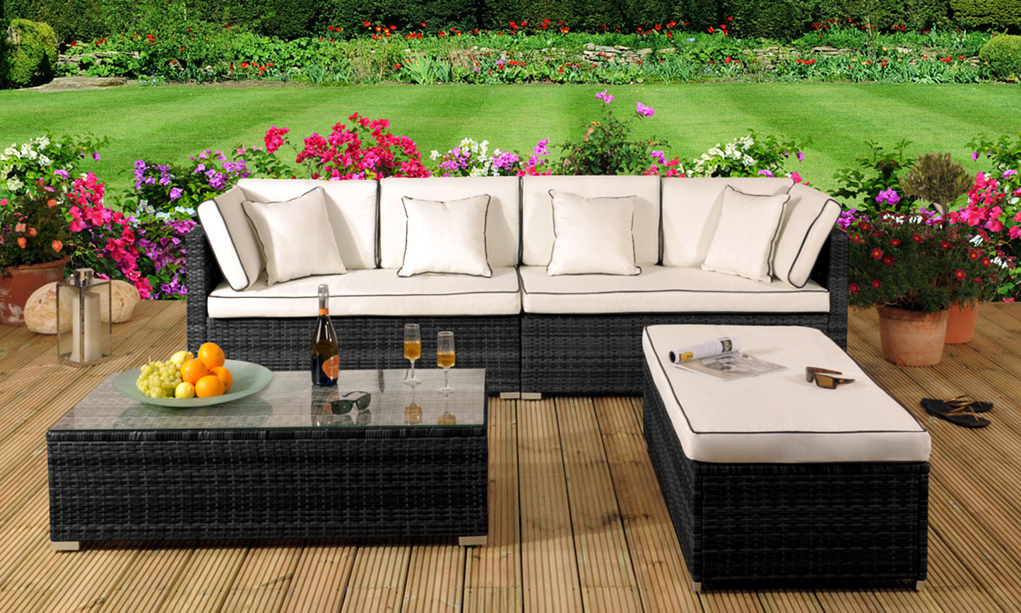 4 Piece Tropea Rattan Garden Furniture Set - 3 Colours | Waterproof Co4 Piece Tropea Rattan Garden Furniture Set - 3 Colours