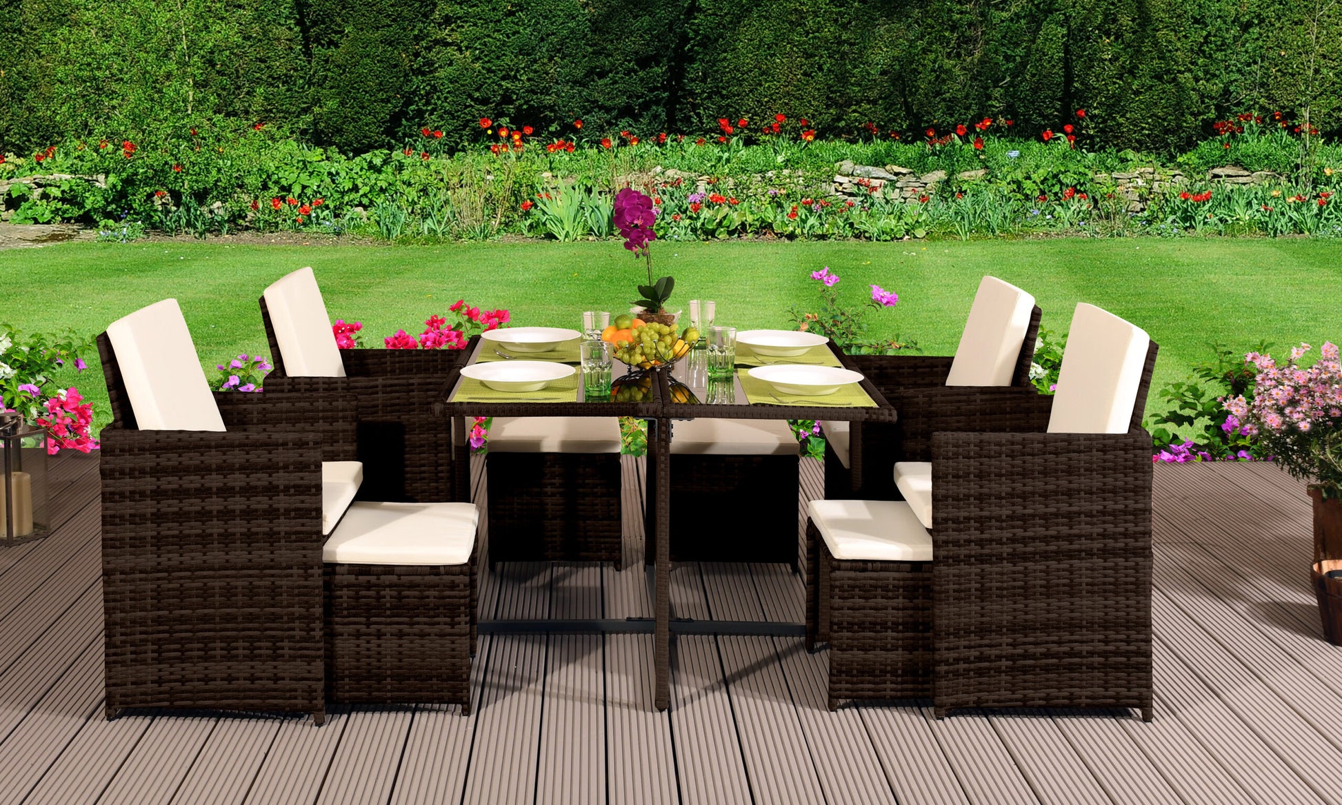 9 Piece Rattan Garden Patio Furniture Set - 5 Colours | Waterproof Cov9 Piece Rattan Garden Patio Furniture Set - 5 Colours