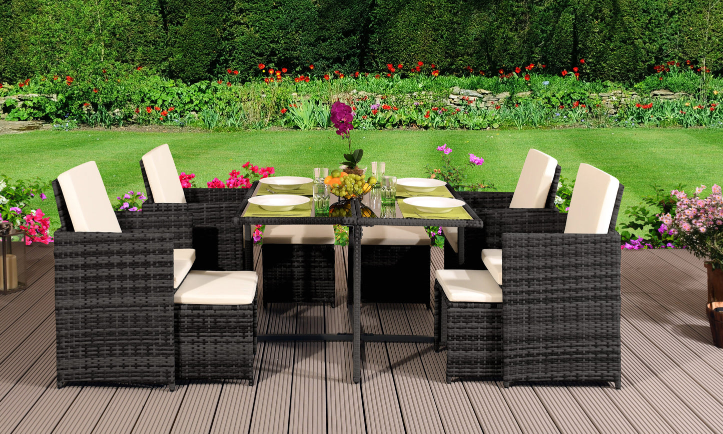 9 Piece Rattan Garden Patio Furniture Set - 5 Colours | Waterproof Cov9 Piece Rattan Garden Patio Furniture Set - 5 Colours