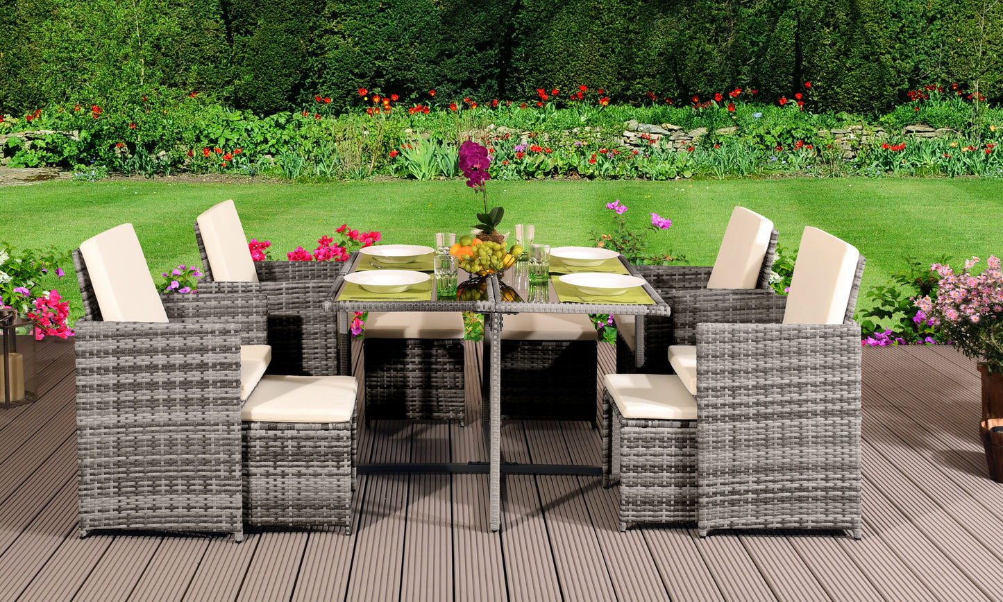 9 Piece Rattan Garden Patio Furniture Set - 5 Colours | Waterproof Cov9 Piece Rattan Garden Patio Furniture Set - 5 Colours