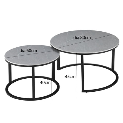 Dual Sintered Stone Nested Coffee Table Set Living Room Side Tables