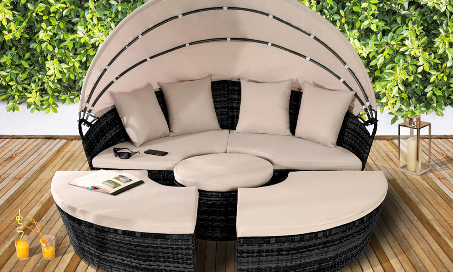 160cm Rattan Sun Island Day Bed - 3 Colours | Waterproof Cover optiona160cm Rattan Sun Island Day Bed - 3 Colours