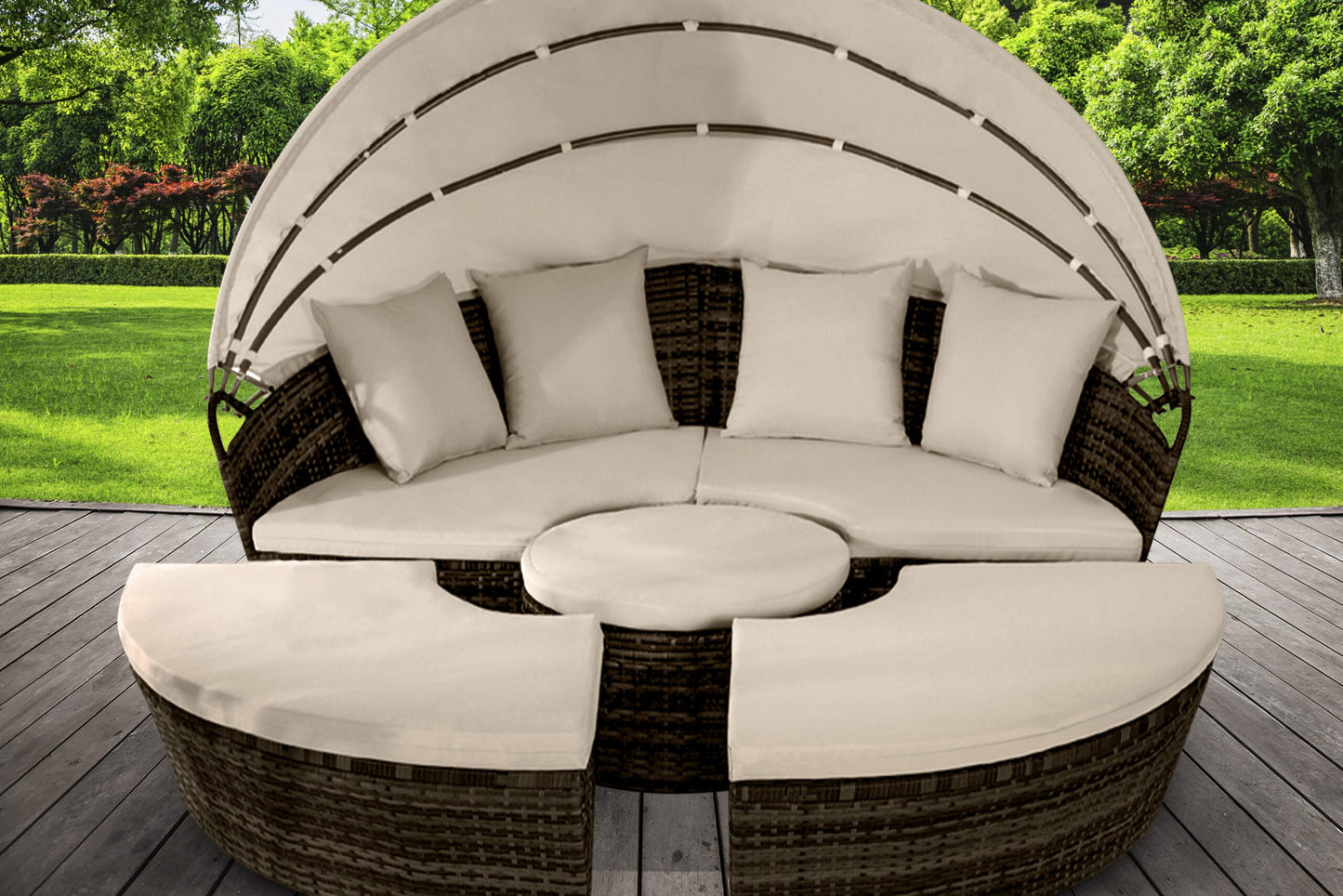 160cm Rattan Sun Island Day Bed - 3 Colours | Waterproof Cover optiona160cm Rattan Sun Island Day Bed - 3 Colours